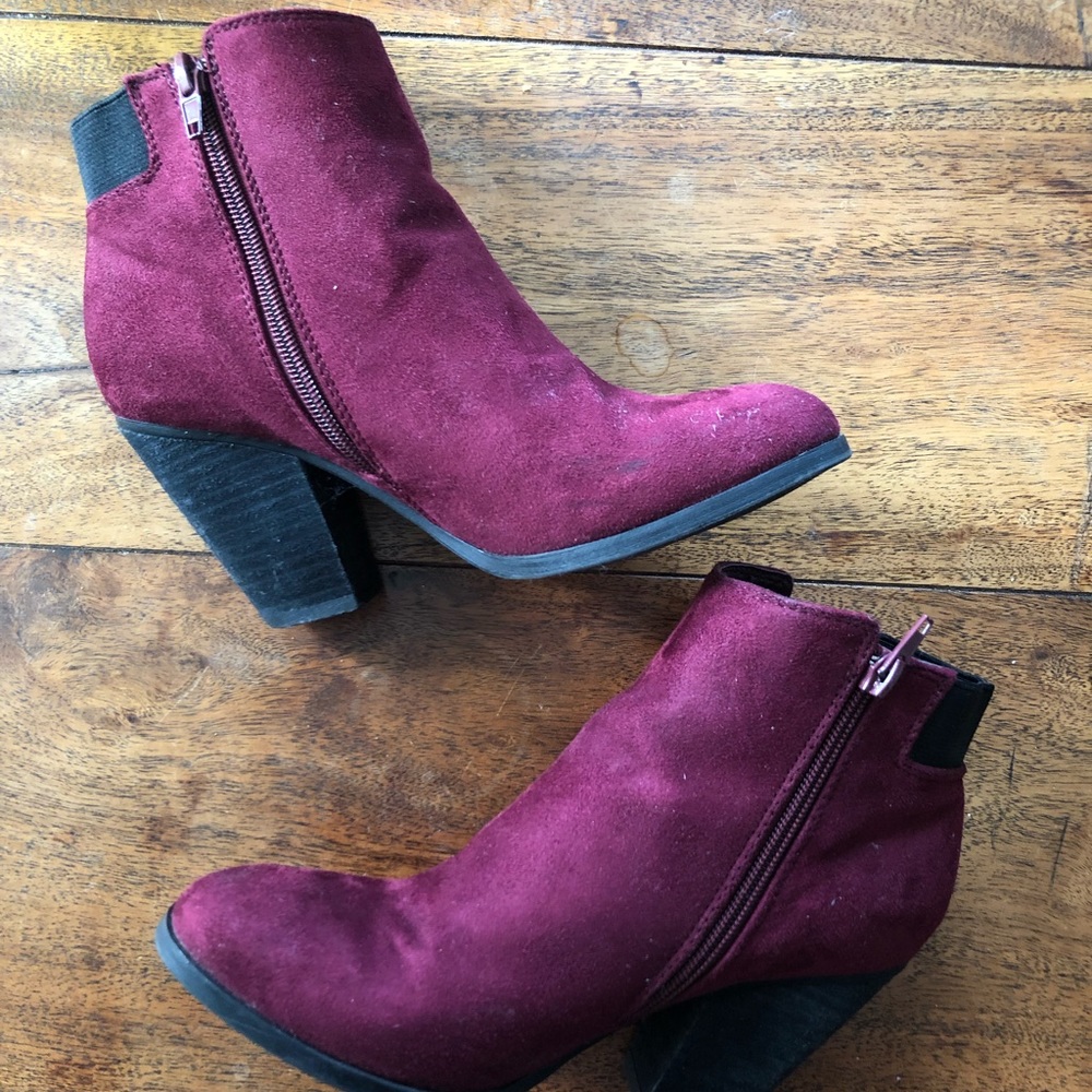 Mix No. 6 Maroon Zip Suede Booties